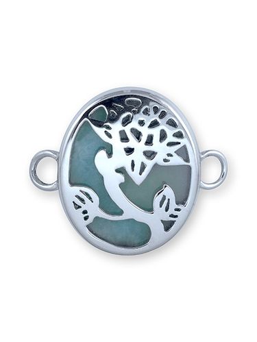 Ss Tree Of Life Larimar Clasp Rhodium Plated
