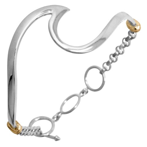 Ss Wave Chain Cuff Bracelet W/ajustable Closing & 14ky Wraps - CWCCB