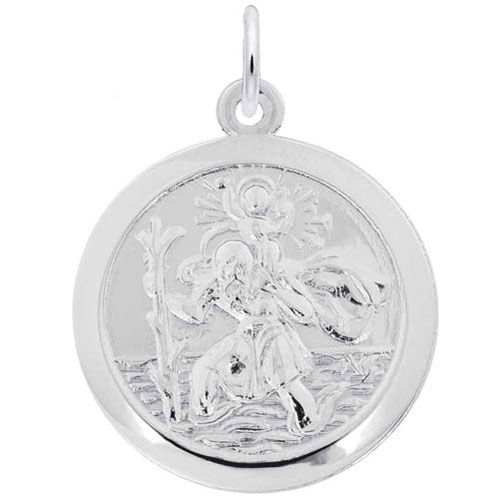 St Christopher Charm 14K While Gold - 10-4435-0-14KW