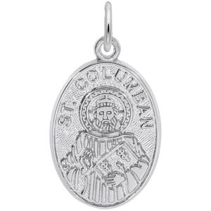 St. Columban Charm 14K White Gold - 10-1769