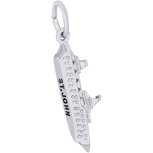 St. John Cruise Ship Charm - 14K White Gold
