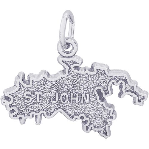 St John Map Charm - 14K White Gold