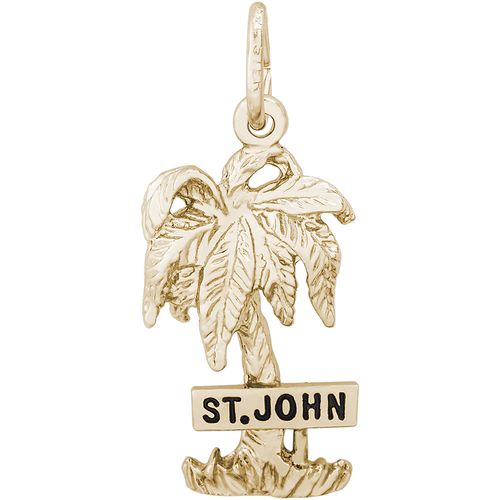 St. John Palm With Sign Charm - 14K Gold