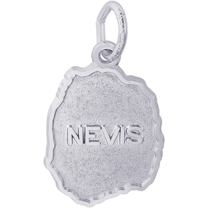 St. Kitts Nevis Map With Border Charm - 14K White Gold