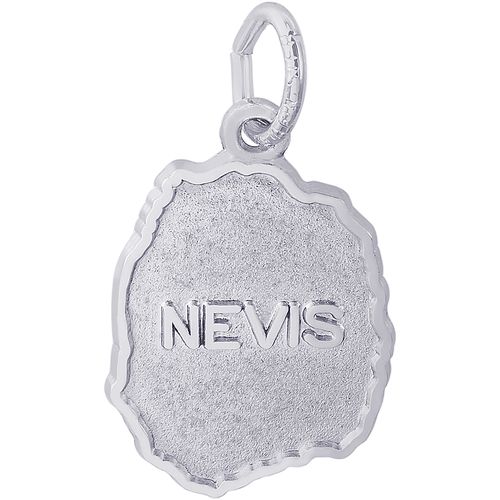St. Kitts Nevis Map With Border Charm - 14K White Gold
