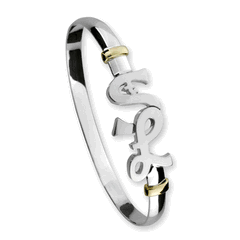 St Lucia Caribbean Destination Bracelet - Sterling Silver & 14K Gold 6mm Wide