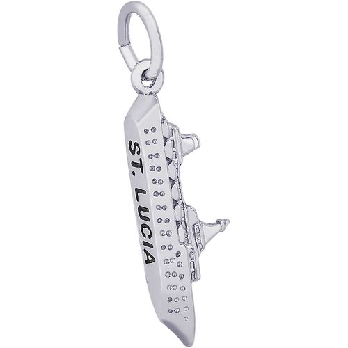 St. Lucia Cruise Ship Charm - 14K White Gold