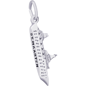 St. Maarten Cruise Ship Charm - 14K White Gold