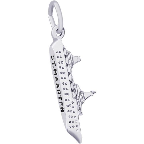 St. Maarten Cruise Ship Charm - 14K White Gold