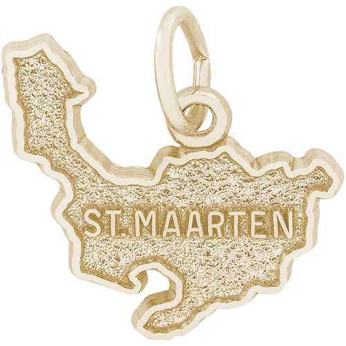 St. Maarten Map With Border Charm - 14K Gold