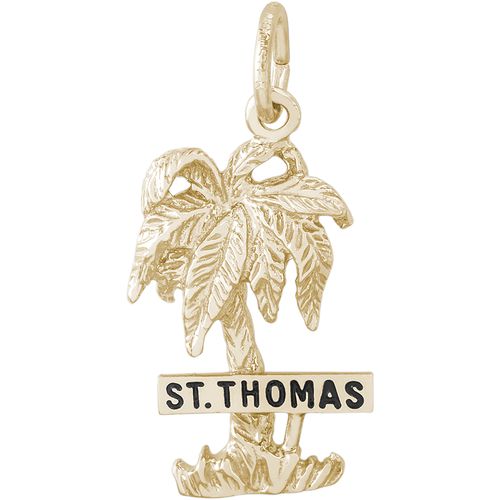 St Thomas Palm With Sign Charm - Gold Plated