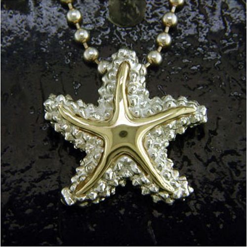 Starfish Pendant - Sterling Silver and 14K Gold  - SD-SGP335