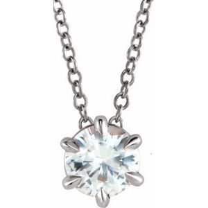 Sterling Silver 1/4 CT Diamond Solitaire 16-18" Necklace - 87126:6068:P