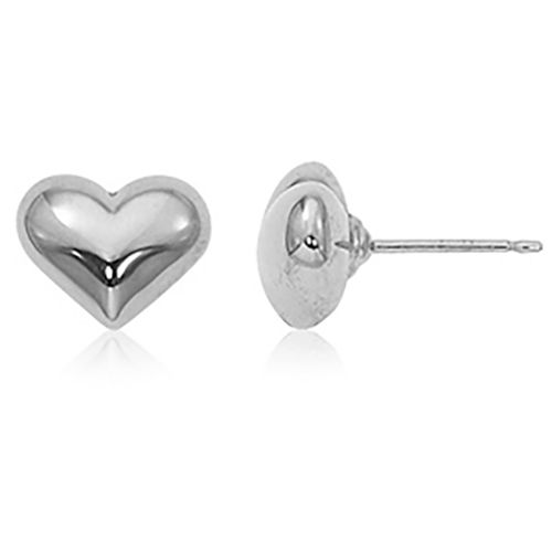Sterling Silver 10mm Puffed Heart Stud Earrings