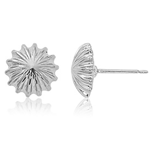 Sterling Silver 10mm Scallop Button Earrings