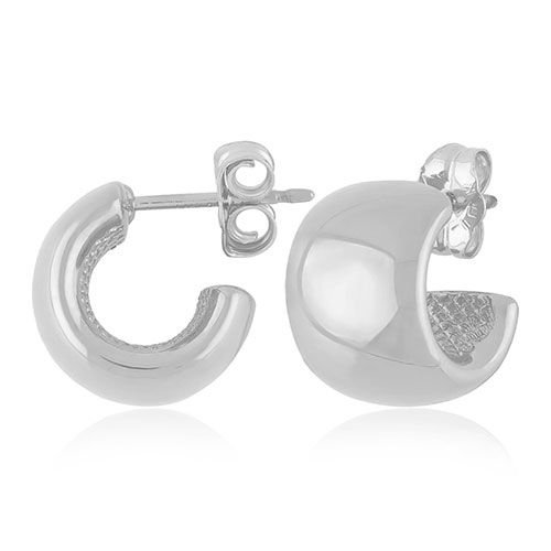 Sterling Silver 11mm Plain Band Hoop Earrings - 71-3393