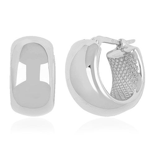 Sterling Silver 15mm Plain Band Hoop Earrings - 71-4237