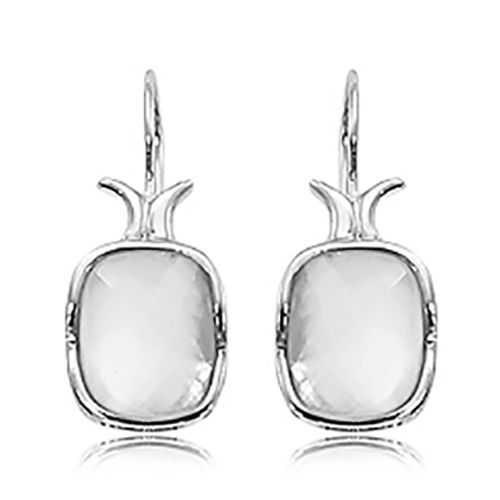 Sterling Silver 2-12 x 10 Mother Of Pearl Checkerboard Double Earrings