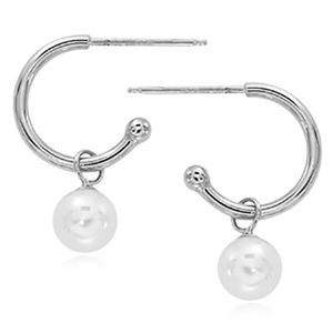 Sterling Silver 2.5 x 15mm with 10 x 8 FW Pearl Earrings