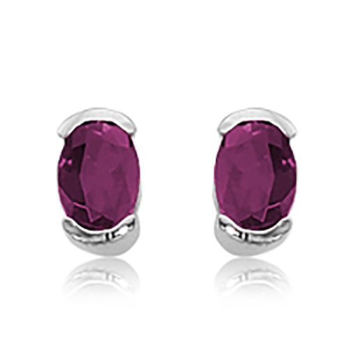 Sterling Silver 2-7 x 5 Oval Rhodolite Earrings