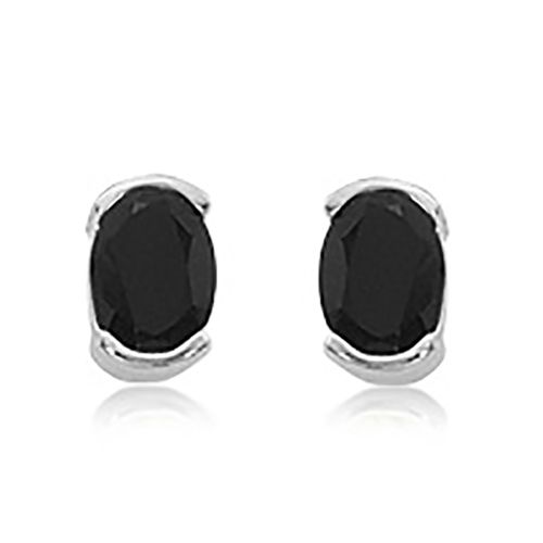 Sterling Silver 2-8 x 6 Oval Black Onyx Earrings