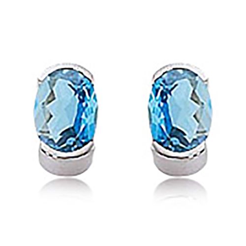 Sterling Silver 2-8 x 6 Oval Swiss Blue Topaz Earrings