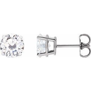 Sterling Silver 6.5 mm Round Stuller Lab-Created Moissanite Earrings - 1874:70296:P