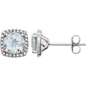 Sterling Silver 6 mm Aquamarine & .015 CTW Diamond Earrings - 650167:111:P