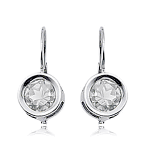 Sterling Silver 6mm Round CZ with Mini Sweep Drop Earrings