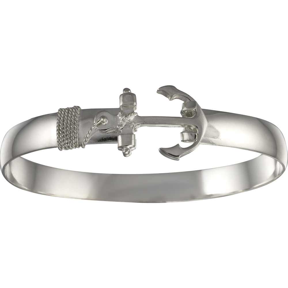 S8ANC75 Anchor Hook Bracelet Sterling Silver 8mm 7.5 I...