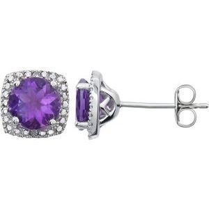 Sterling Silver Amethyst & .015 CTW Diamond Earrings - 650167:101:P