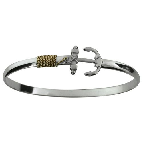 Anchor Hook Bracelet - SS & 14K Gold 4mm 7 Inch - C4ANC70