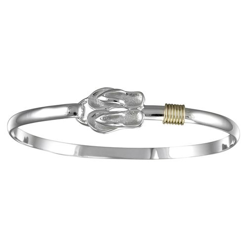 Flip Flop Hook Bracelet - Sterling Silver & 14K Gold 4mm 7 Inch