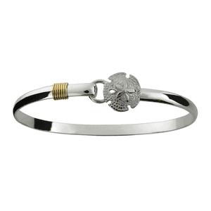 Sand Dollar Hook Bracelet - SS & 14K Gold 4mm 7.5 Inch - C4SD75