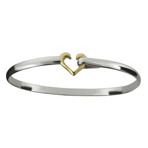 Heart Hook Bracelet - Sterling Silver & 14K Gold 4mm 7.5 Inch