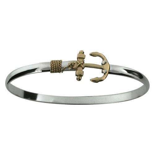 Anchor Hook Bracelet - SS & 14K Gold 4mm 7.5 Inch - C42CANC75