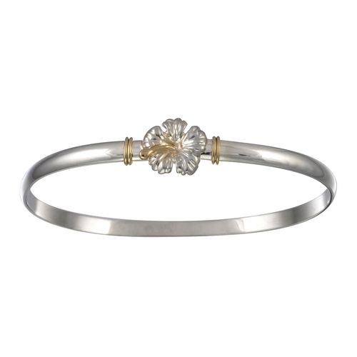 Hibiscus Hook Bracelet - SS & 14K Gold 4mm 7.5 Inch - TT4HIB75