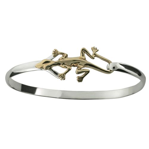 Lizard Hook Bracelet - Sterling Silver & 14K Gold 4mm 7 Inch