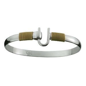 Caribbean Hook Bracelet - Sterling Silver 14K Gold 4mm Wide Double Wraps 7 Inch - C42CW70