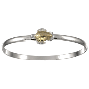 Turtle Hook Bracelet - SS & 14K Gold 4mm 7 Inch - TT4TUR70