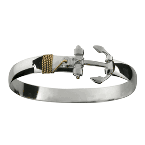Anchor Hook Bracelet - SS & 14K Gold 8mm 7.5 Inch - C8ANC75