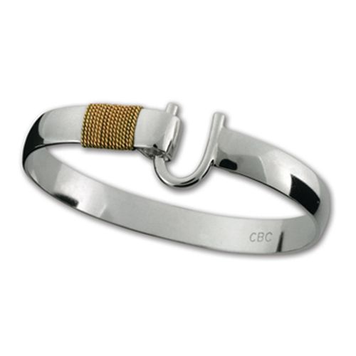 Caribbean Hook Bracelet - Sterling Silver & 14K Gold 8mm 6.5 Inch