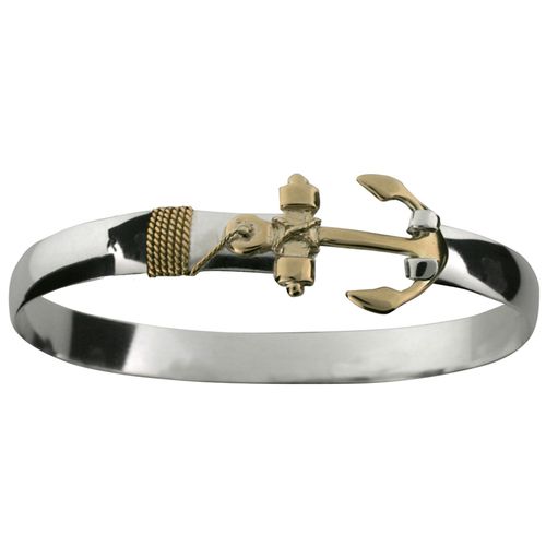 Anchor Hook Bracelet - SS & 14K Gold 8mm 7.5 Inch - C82CANC75