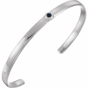 Sterling Silver Blue Sapphire Cuff 6" Bracelet - BRC764:60041:P