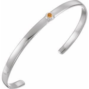 Sterling Silver Citrine Cuff 6" Bracelet - BRC764:60043:P