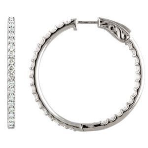 Sterling Silver Cubic Zirconia Inside-Outside 41.5 mm Hoop Earrings - 650183:113:P