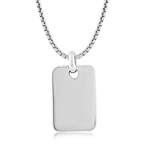 Sterling Silver Dog Tag .060 W-1.8mm Box 18 Inch Necklace - 65-002-18