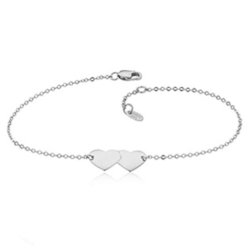 Sterling Silver Double Heart7-7.5 Adjustable Bracelet - 67-246-7-5