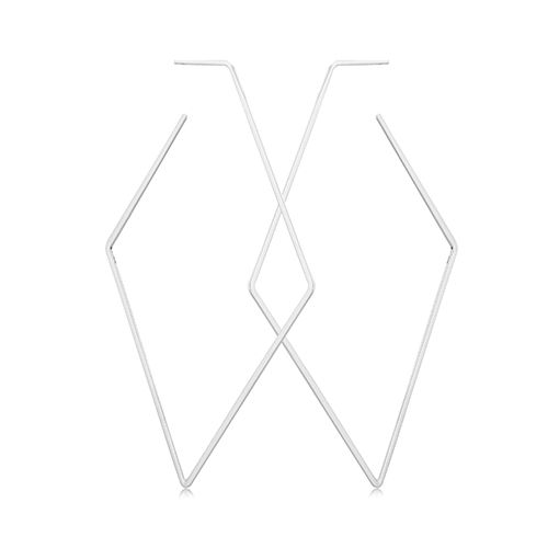 Sterling Silver Flat Geometric Hoop Earrings - 14327-SS