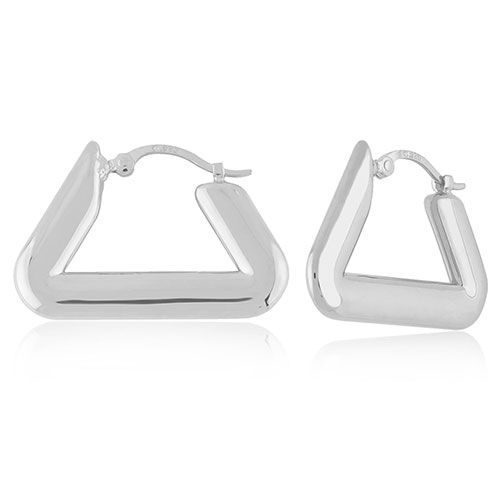 Sterling Silver Flat Triangle Hoop Earrings - 71-4223